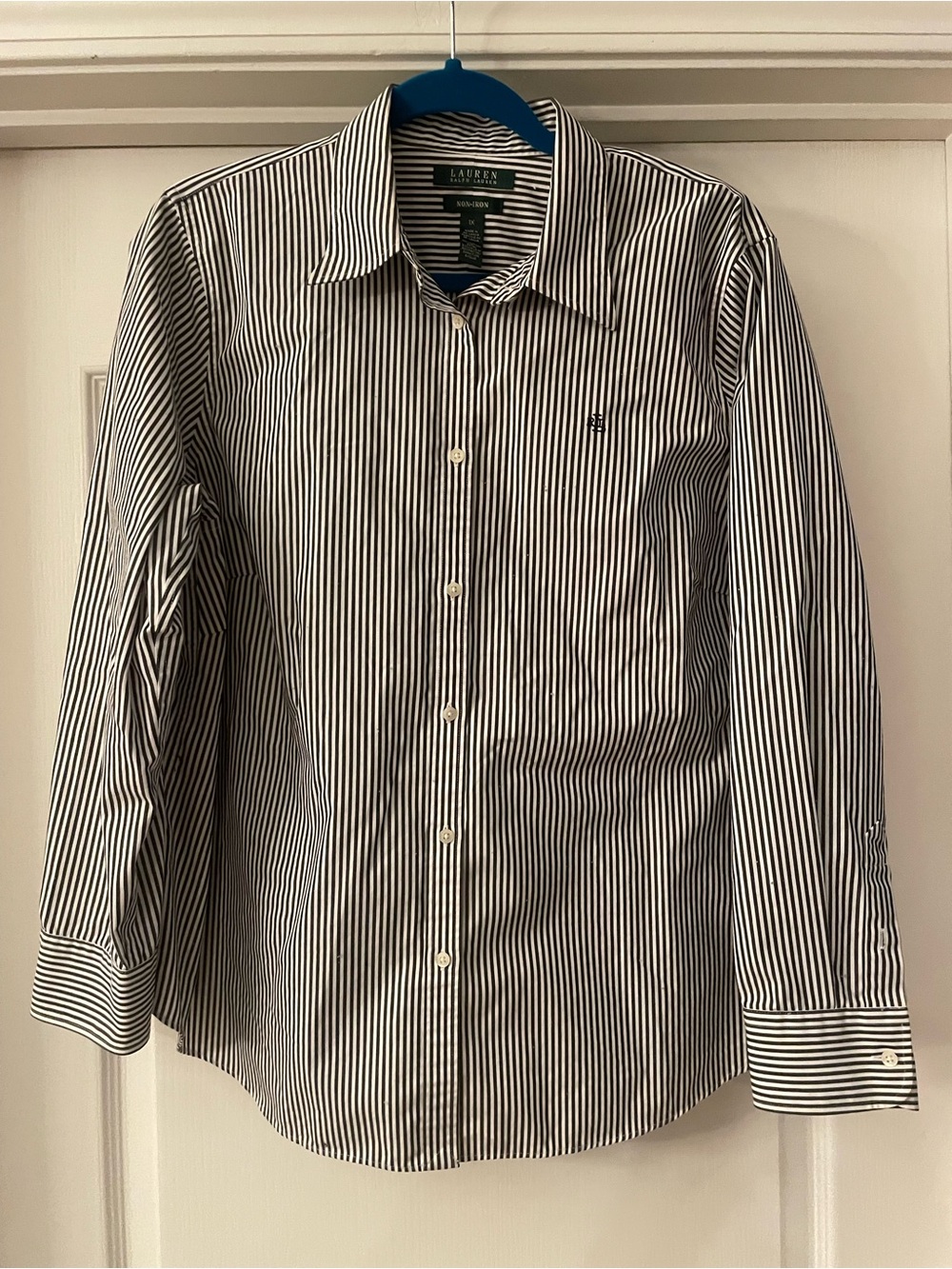 Lauren Ralph Lauren Black & White Striped Button-Down Shirt Size 1X